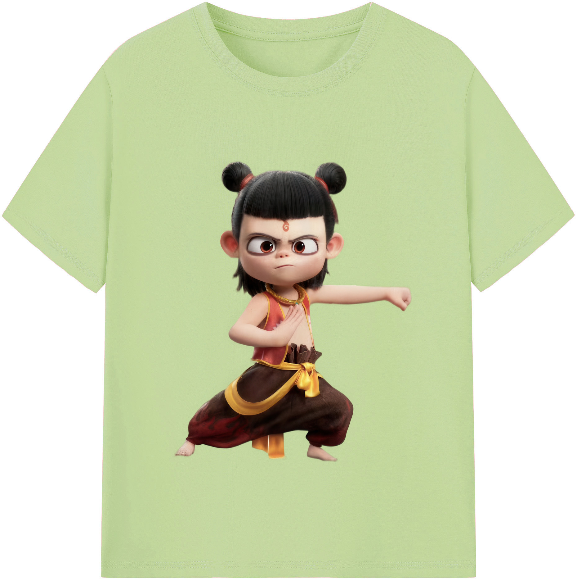 （画像用） Ne Zha 2 ナタ 魔童の大暴れ 綿100％半袖Tシャツ（フロントプリント）